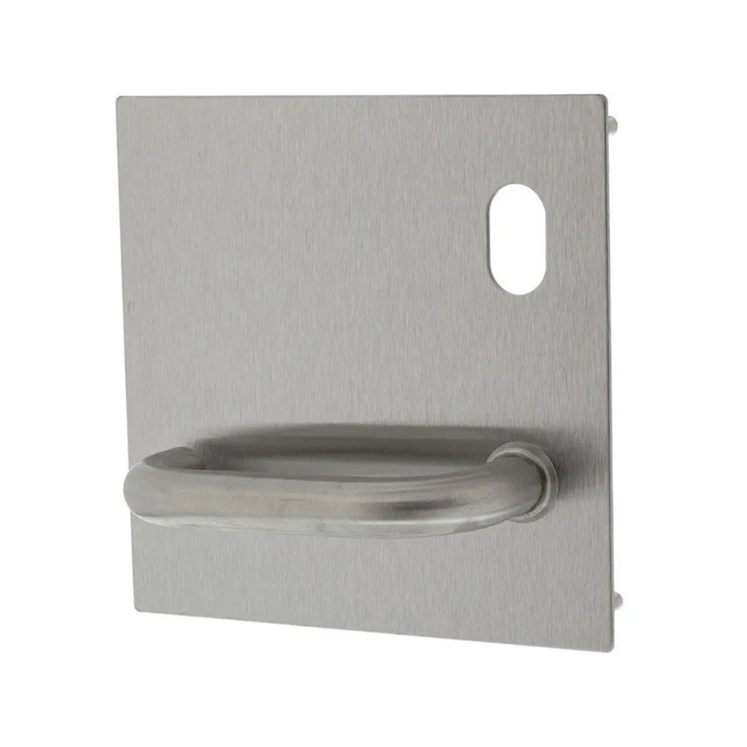 Lockwood 200 Series External Flat Plate with Cylinder Hole and Lever - Right Hand - Satin Stainless Steel