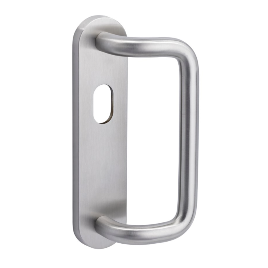 Dormakaba Furniture Round End Plate External Cylinder Hole and Offset Pull Handle - Left Hand