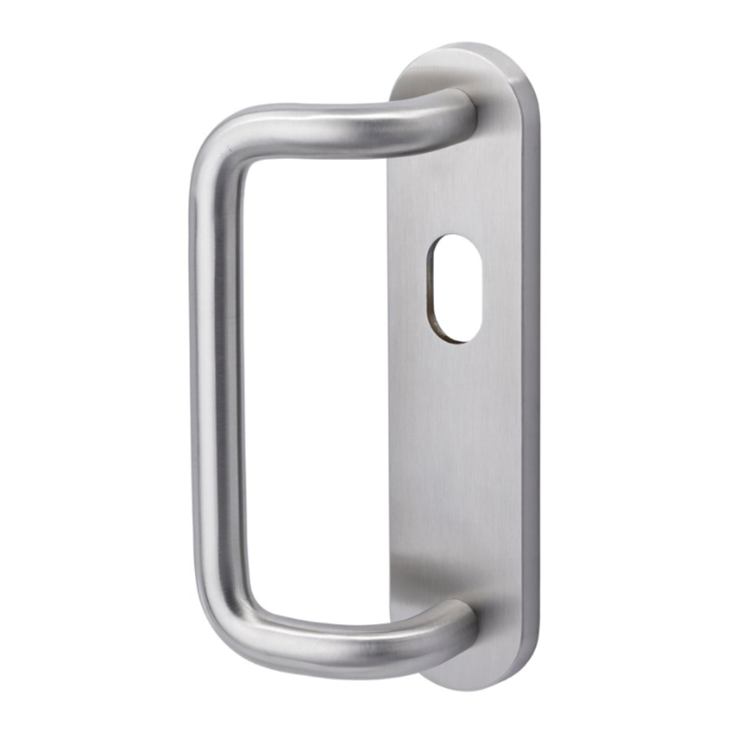 Dormakaba Furniture Round End Plate External Cylinder Hole and Offset Pull Handle - Right Hand