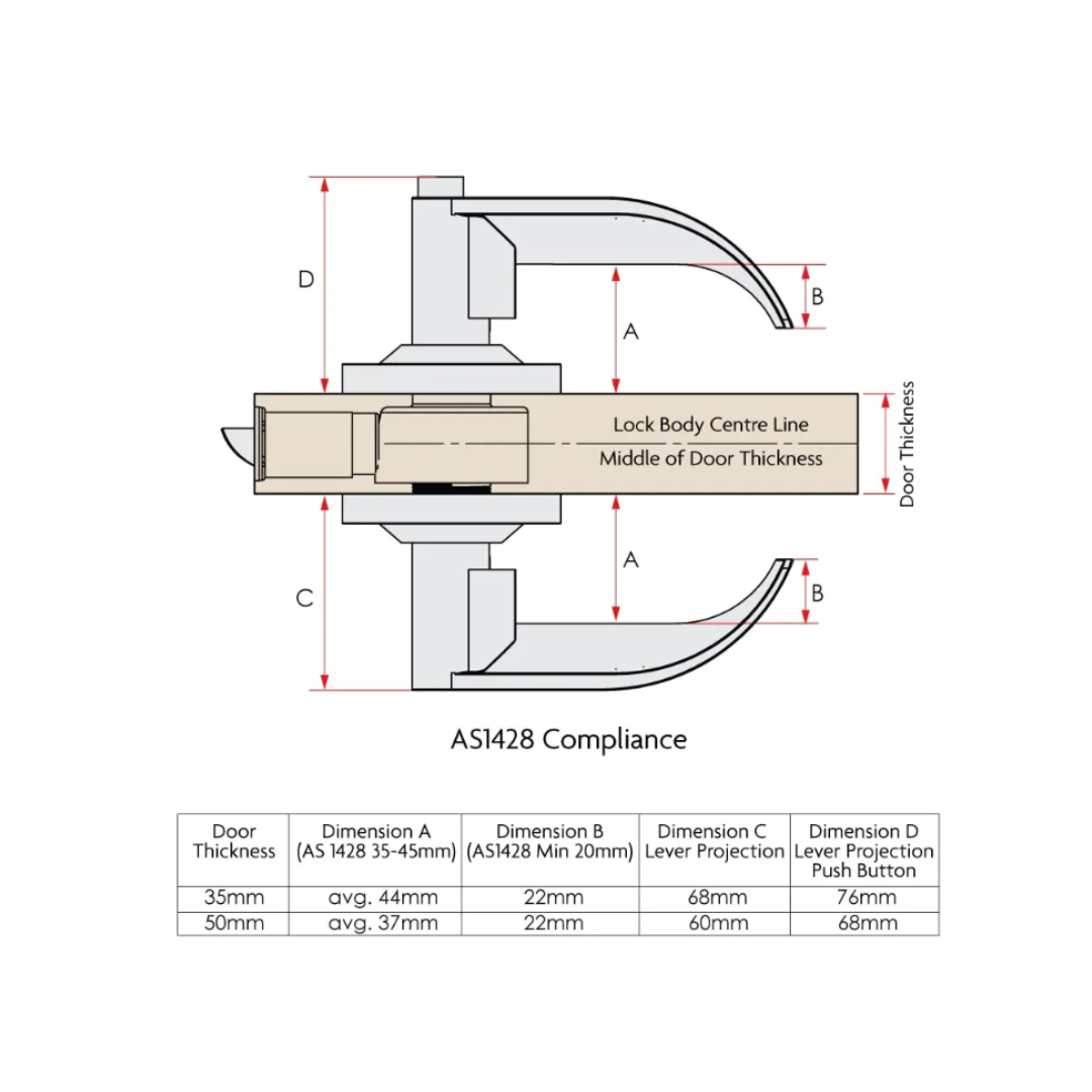 Sabre 450 Series Lever Passage Set - Satin Chrome