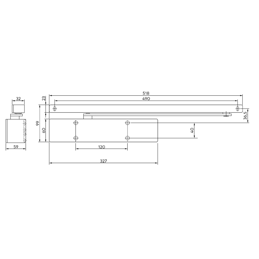 TS 98 XEA Slide Channel Door Closer System in XEA design
