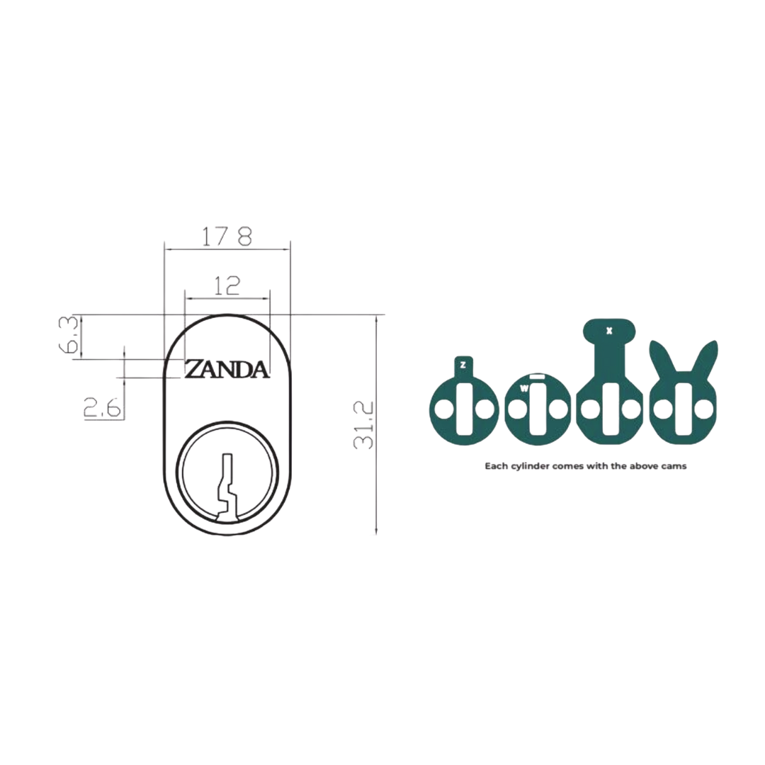 Zanda 1160 Oval Cylinder Lock